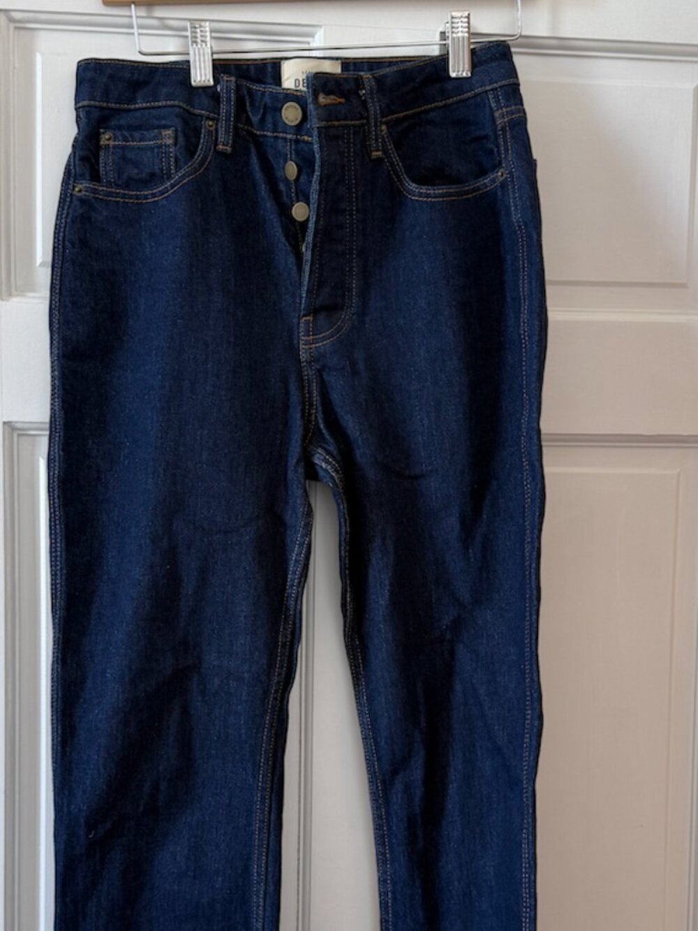 Sézane Denim Jeans Dark Wash Button Fly Straight Leg Size 36